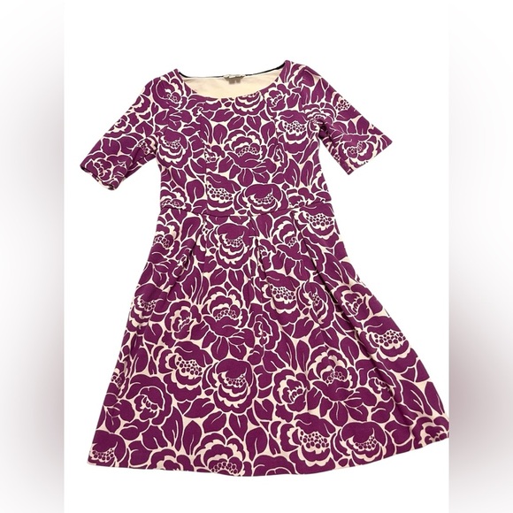 BODEN TEXTURED COTTON BLEND FLORAL LINDSEY PONTE DRESS Sz 10R - Picture 1 of 9